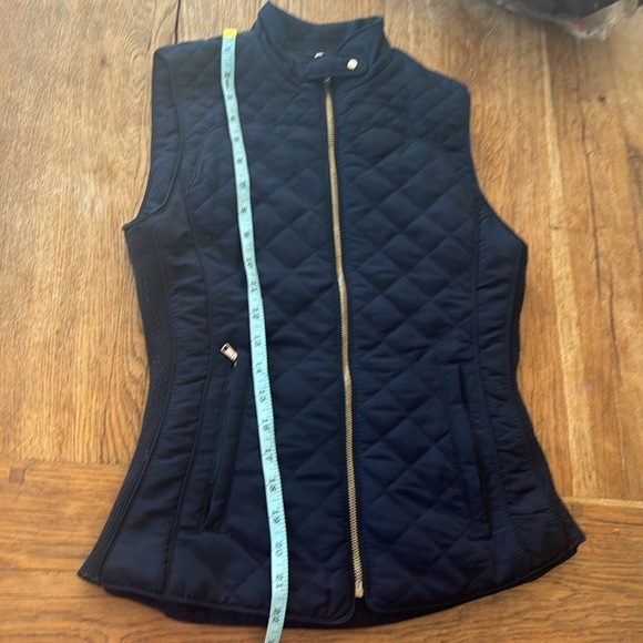 Zara Puffer Vest Women's Size XS Navy Blue Quilted Equestrian Pockets Fall - Picture 7 of 8